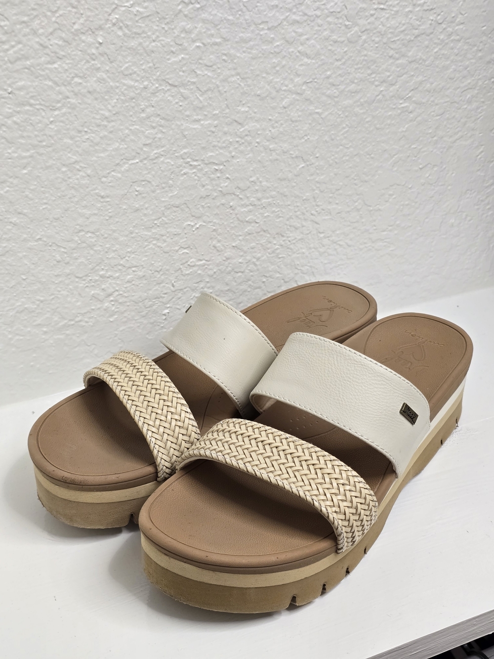 Reef Banded Horizon 2.5 Platform Women’s Cream Woven Slide Sandals US 9